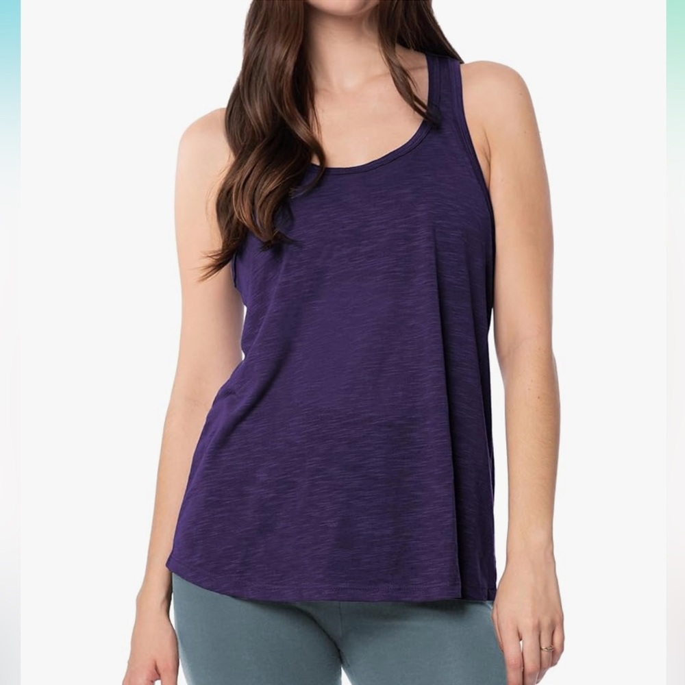 Women's Everyday Flowy‎ Burnout Racer Back Active Workout Tank Tops NWT Purple M